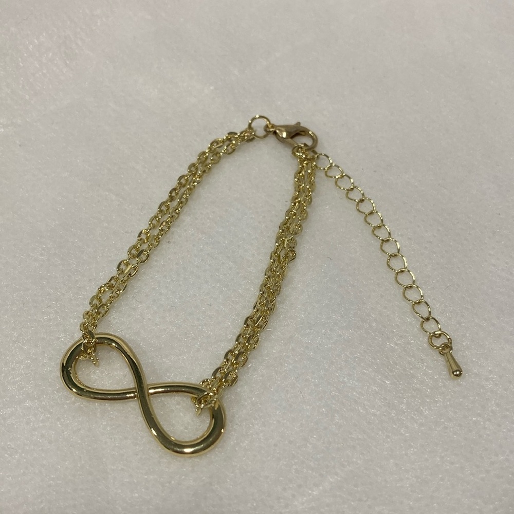 NWOT - Infinity Symbol Gold Tone Double-Chain Bracelet